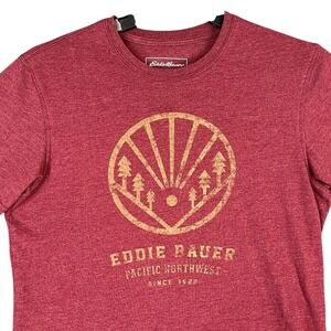 Eddie Bauer Pacific Northwest Graphic Outdoor Style Casual Wear Shirt Mens M Red